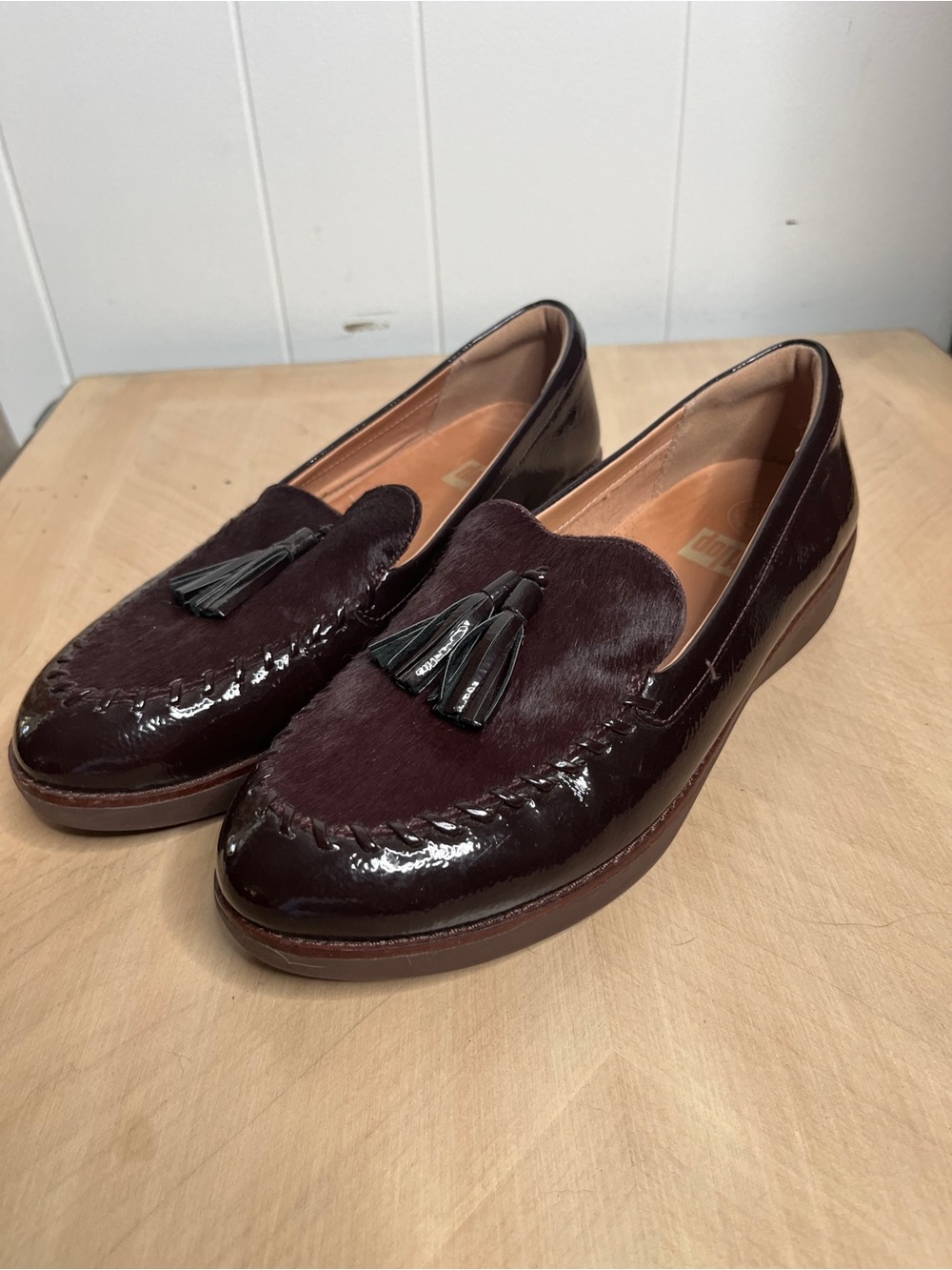 FitFlop Women's Paige Faux-Pony Moccasin Loafer Flat in Berry Size 10